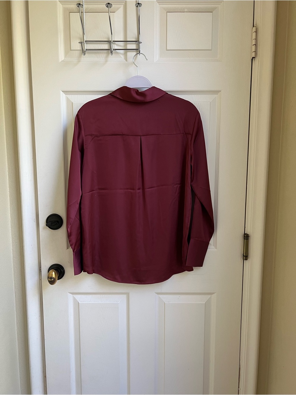 Satin Wine Button-Down Shirt - Picture 2 of 8
